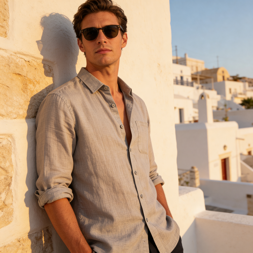 Men's Long Sleeve Linen Shirt Casual Relaxed Fit Summer
