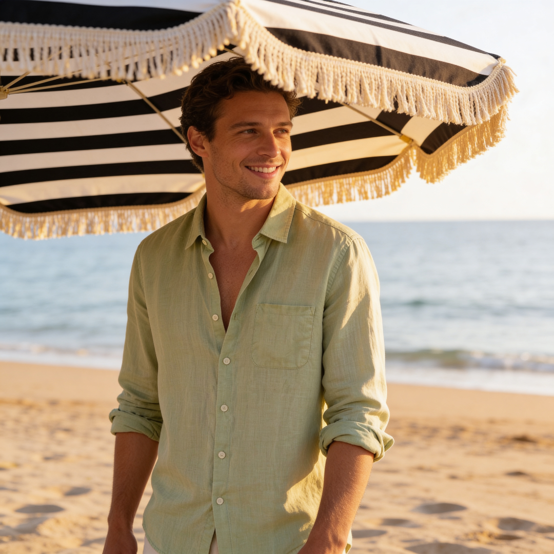 Men's Long Sleeve Linen Shirt Casual Relaxed Fit Summer