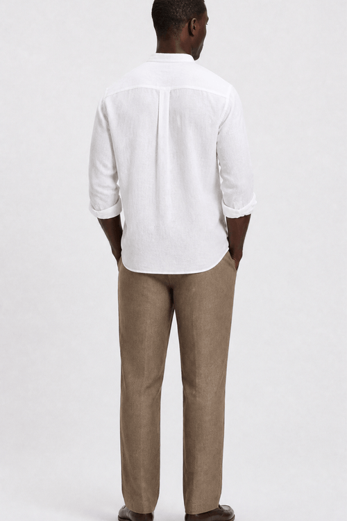 Men's Band Collar Linen Shirt Casual Summer Relaxed Elegant Fit