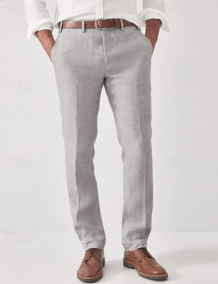 Men's Breathable Regular Fit Casual Pants Lightweight Summer Style