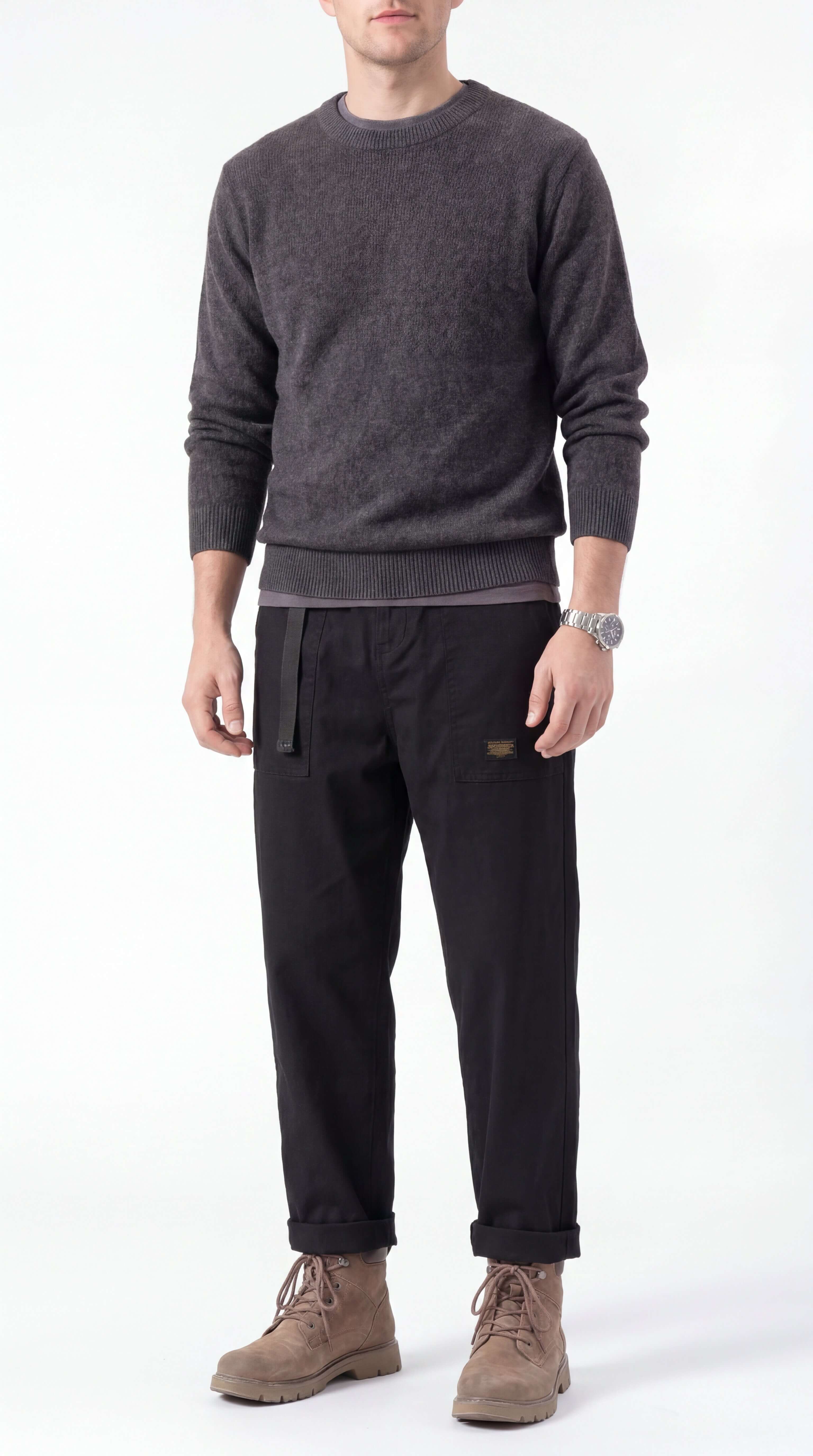 Men's Cargo Trousers Wide Leg Streetwear Relaxed Fit Pants - 3