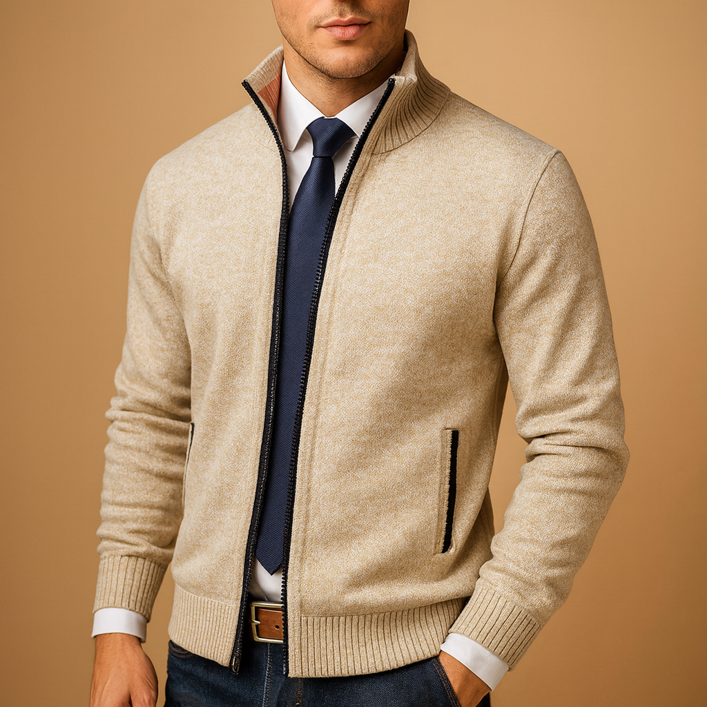 Men's Classic Zip-Up Cardigan Sweater Timeless Knit Jacket
