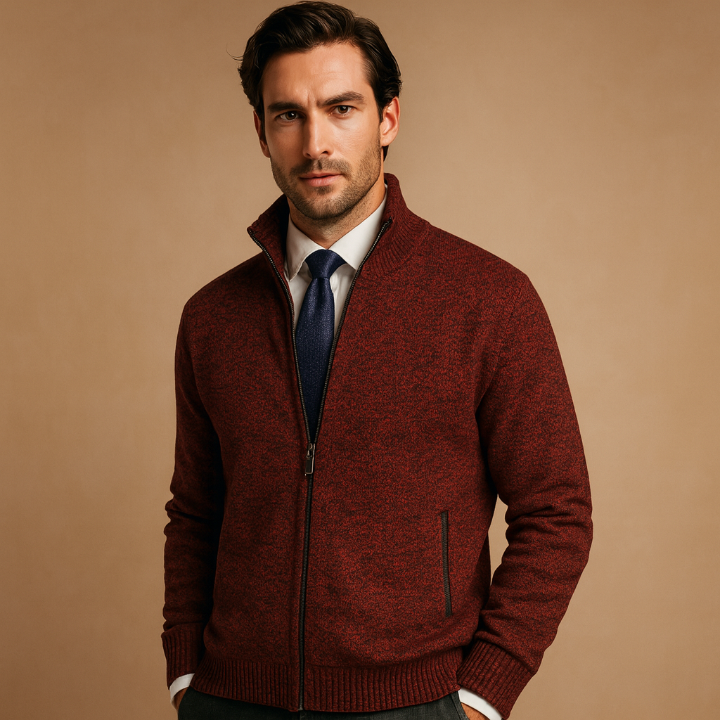 Men's Classic Zip-Up Cardigan Sweater Timeless Knit Jacket