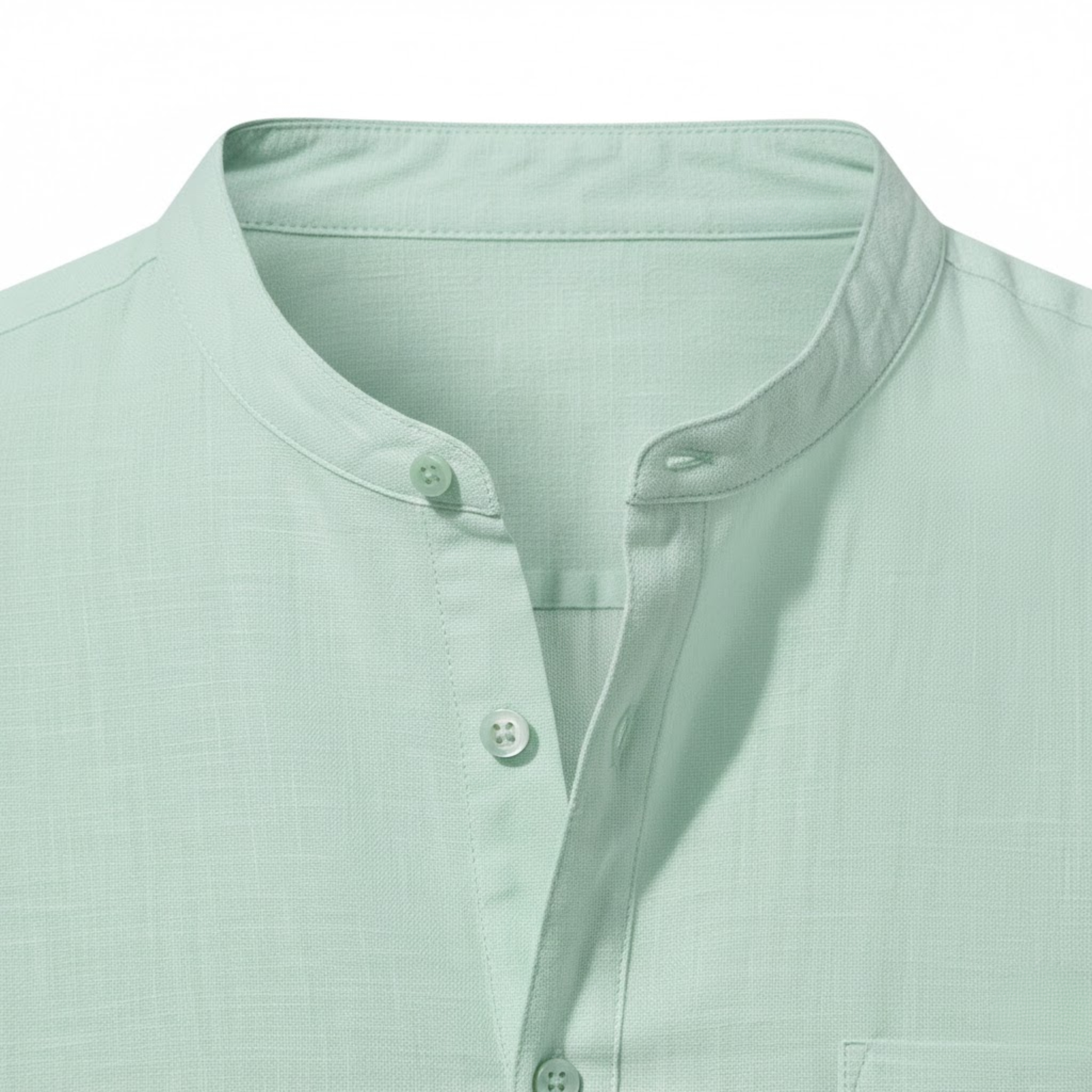 Men's Cotton Linen Henley Shirt Short-Sleeve Breathable Casual Top