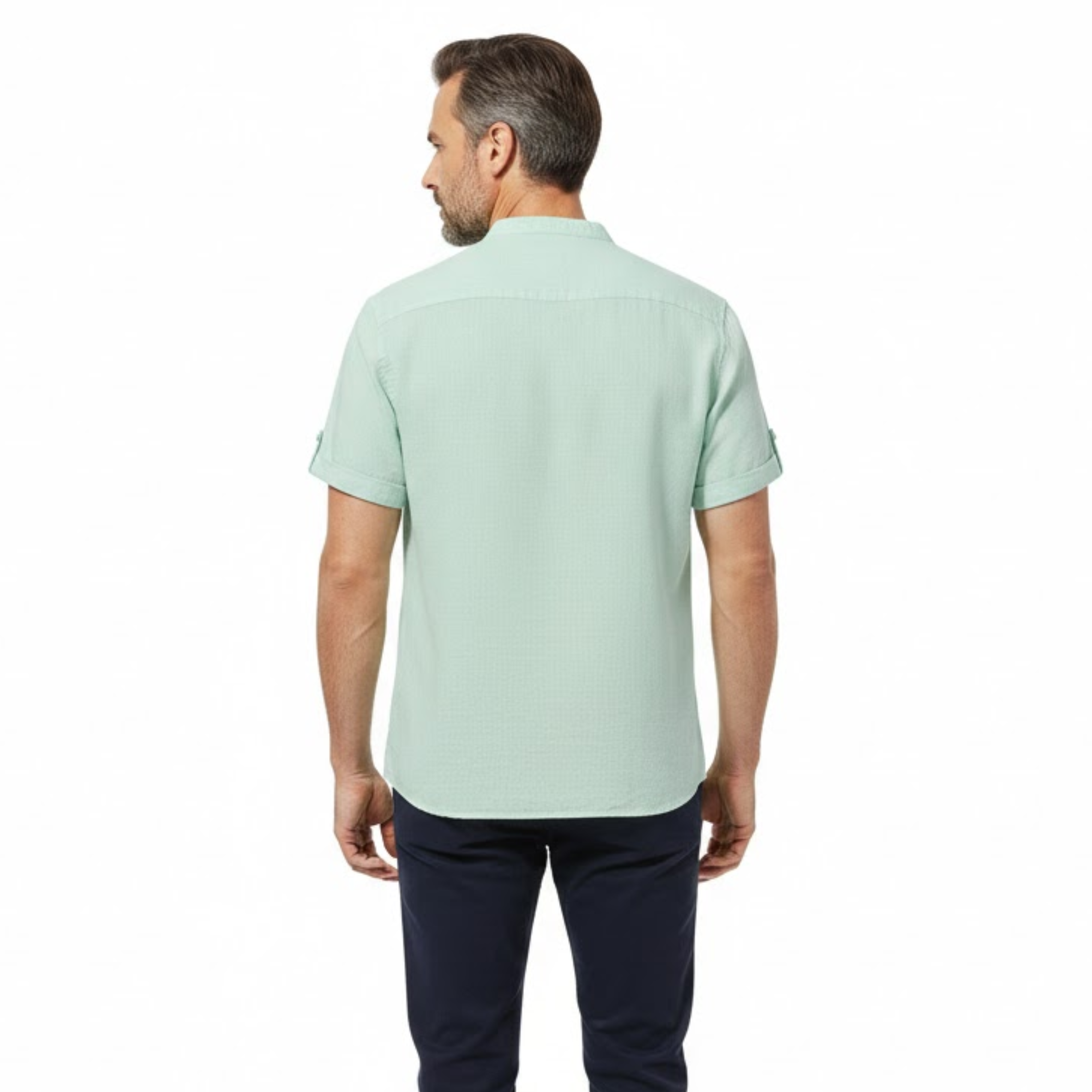 Men's Cotton Linen Henley Shirt Short-Sleeve Breathable Casual Top