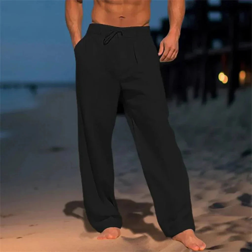 Men's Elegant Linen Summer Pants Breathable Relaxed Casual Trousers