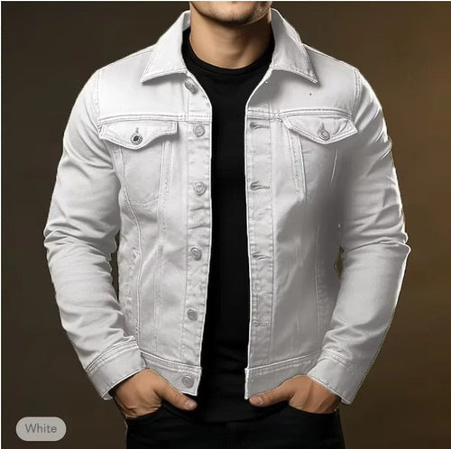 Men's Light Denim Jacket Casual Spring Layering Everyday Outerwear