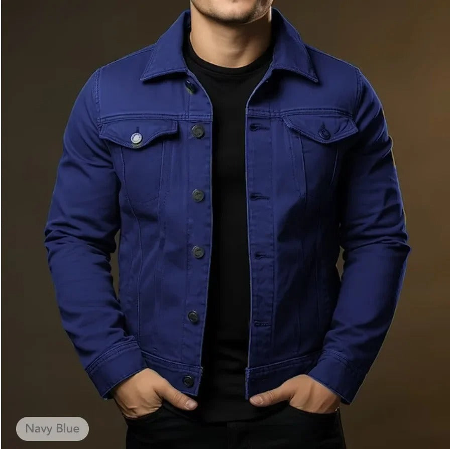 Men's Light Denim Jacket Casual Spring Layering Everyday Outerwear
