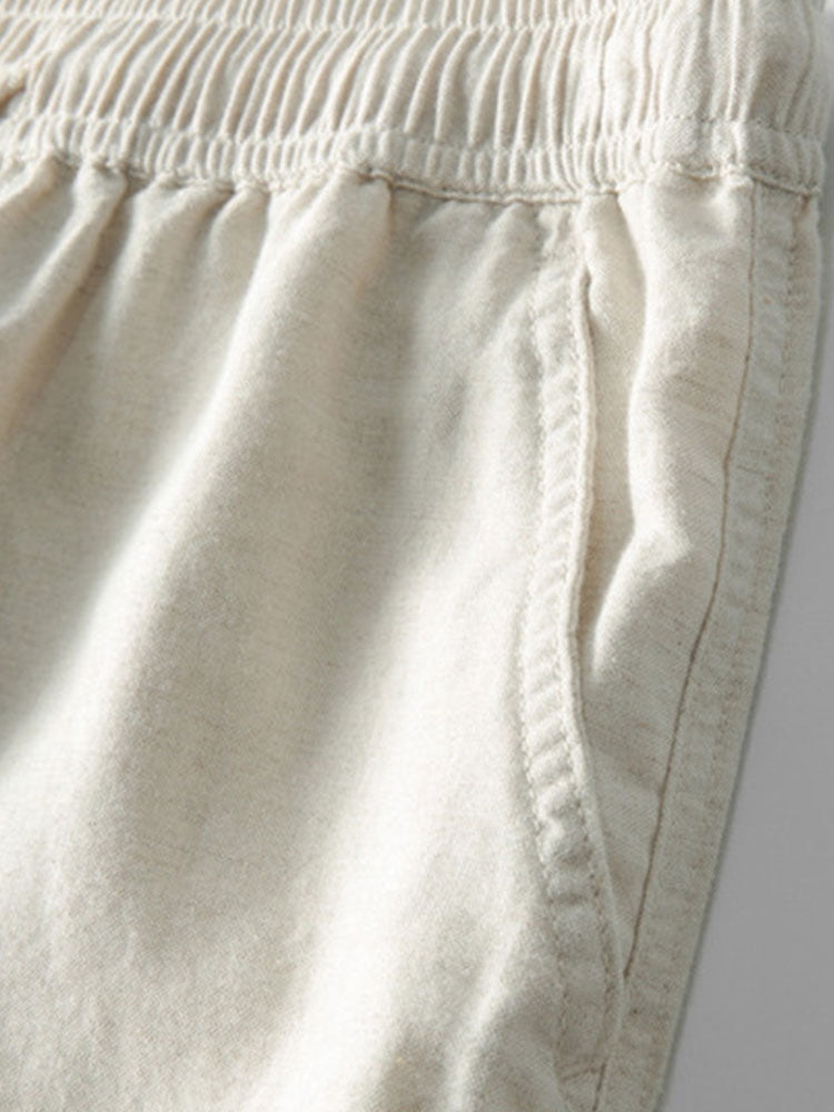 Men's Linen Band Collar Shirt and Trousers Co-Ord Set