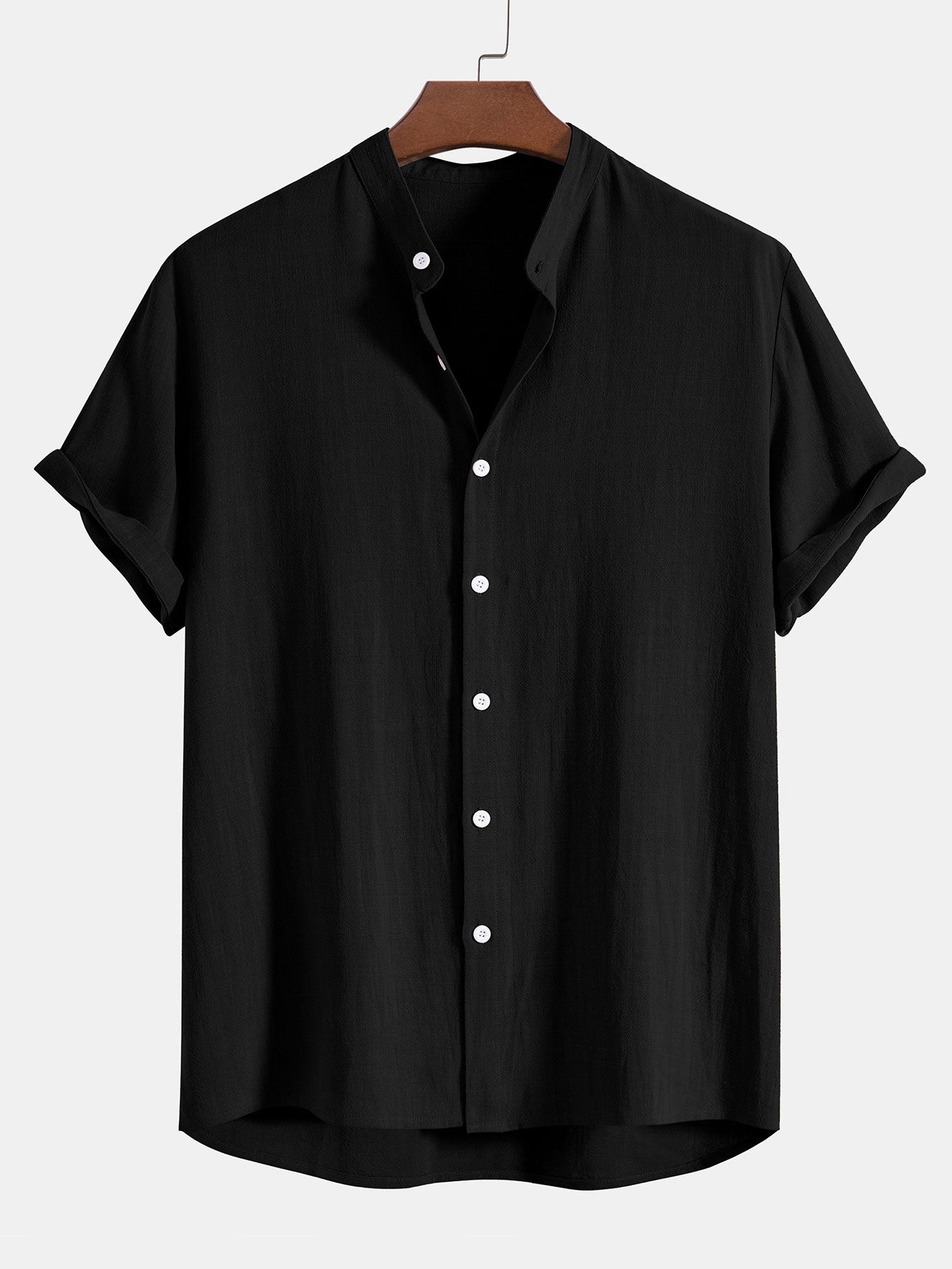 Men's Linen Band Collar Shirt and Trousers Co-Ord Set