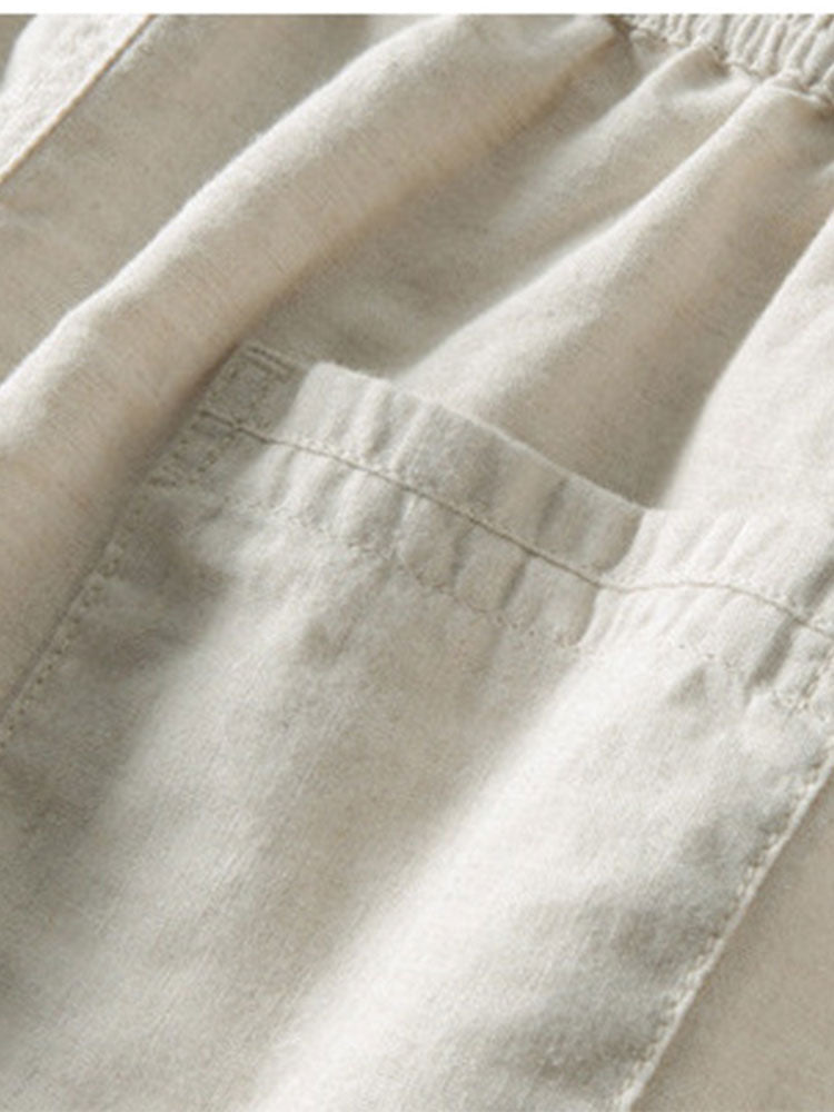 Men's Linen Band Collar Shirt and Trousers Co-Ord Set
