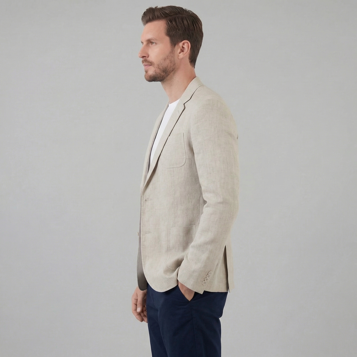 Men's Linen Blazer Jacket Breathable Relaxed Summer Smart Casual
