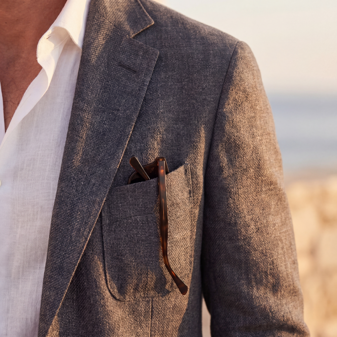 Men's Linen Blazer Unstructured Notch Lapel Lightweight Casual Jacket