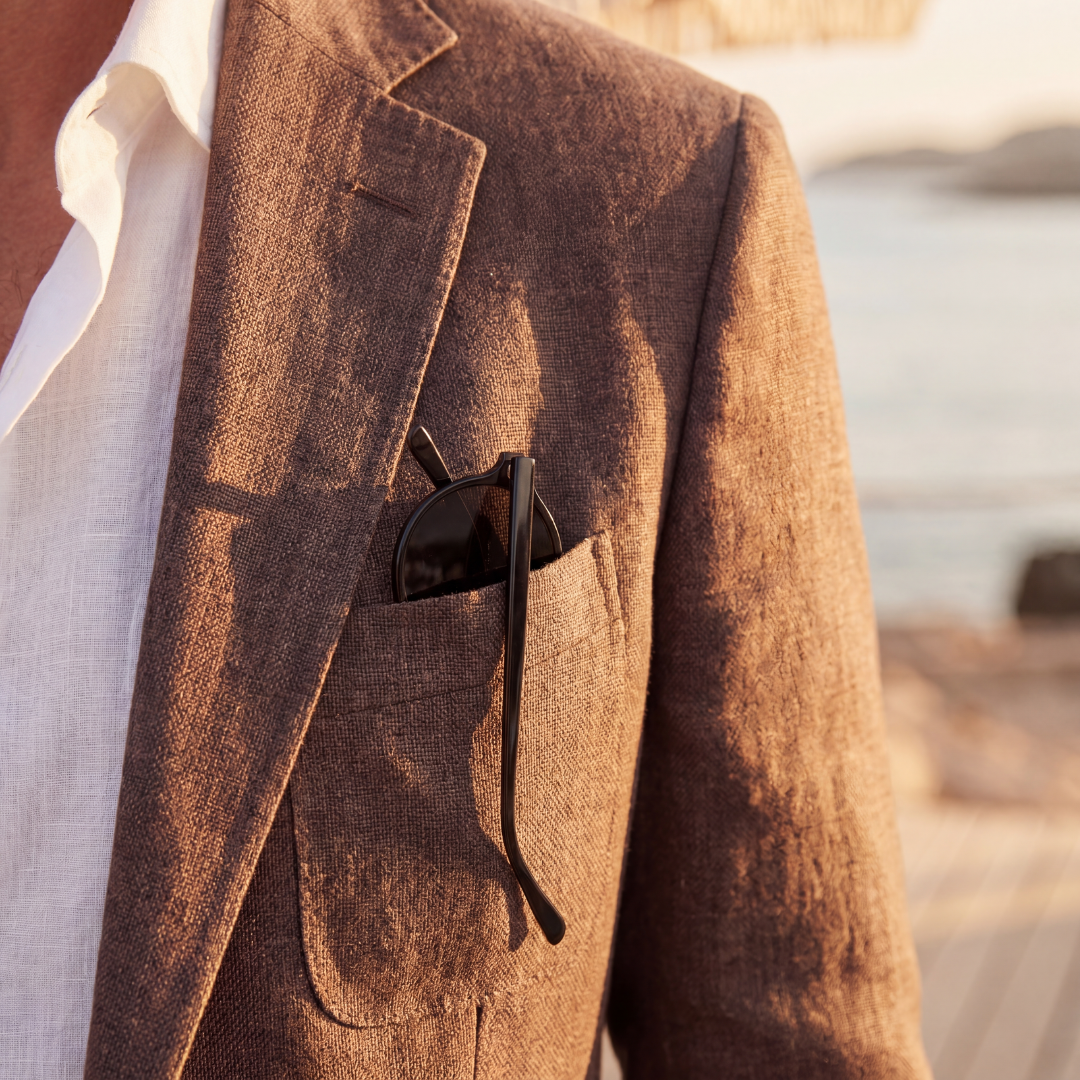 Men's Linen Blazer Unstructured Notch Lapel Lightweight Casual Jacket