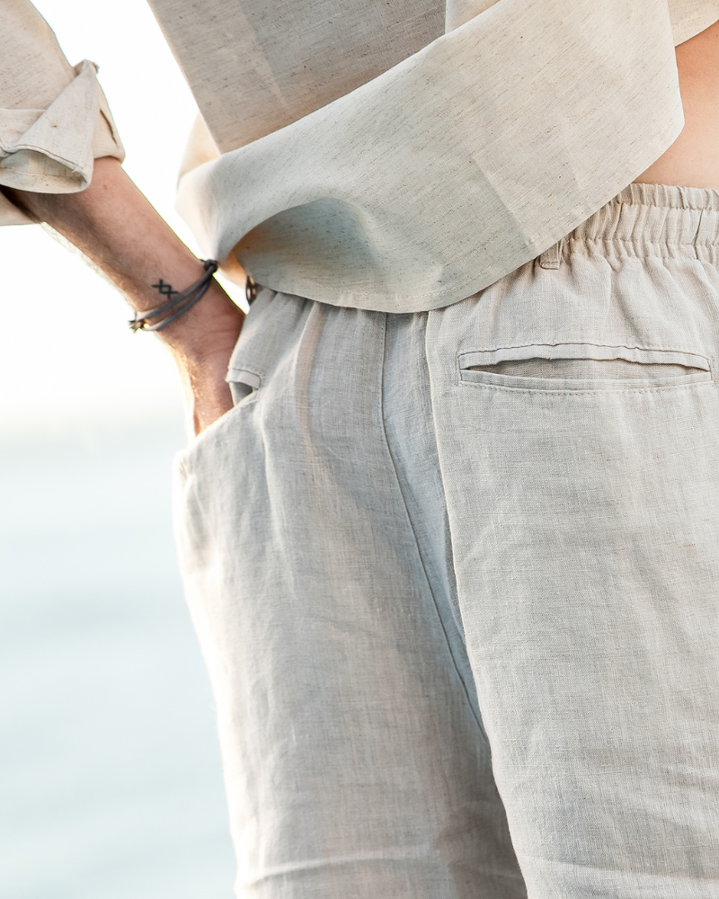 Men's Linen Shorts Straight Fit Breathable Summer Casual Style