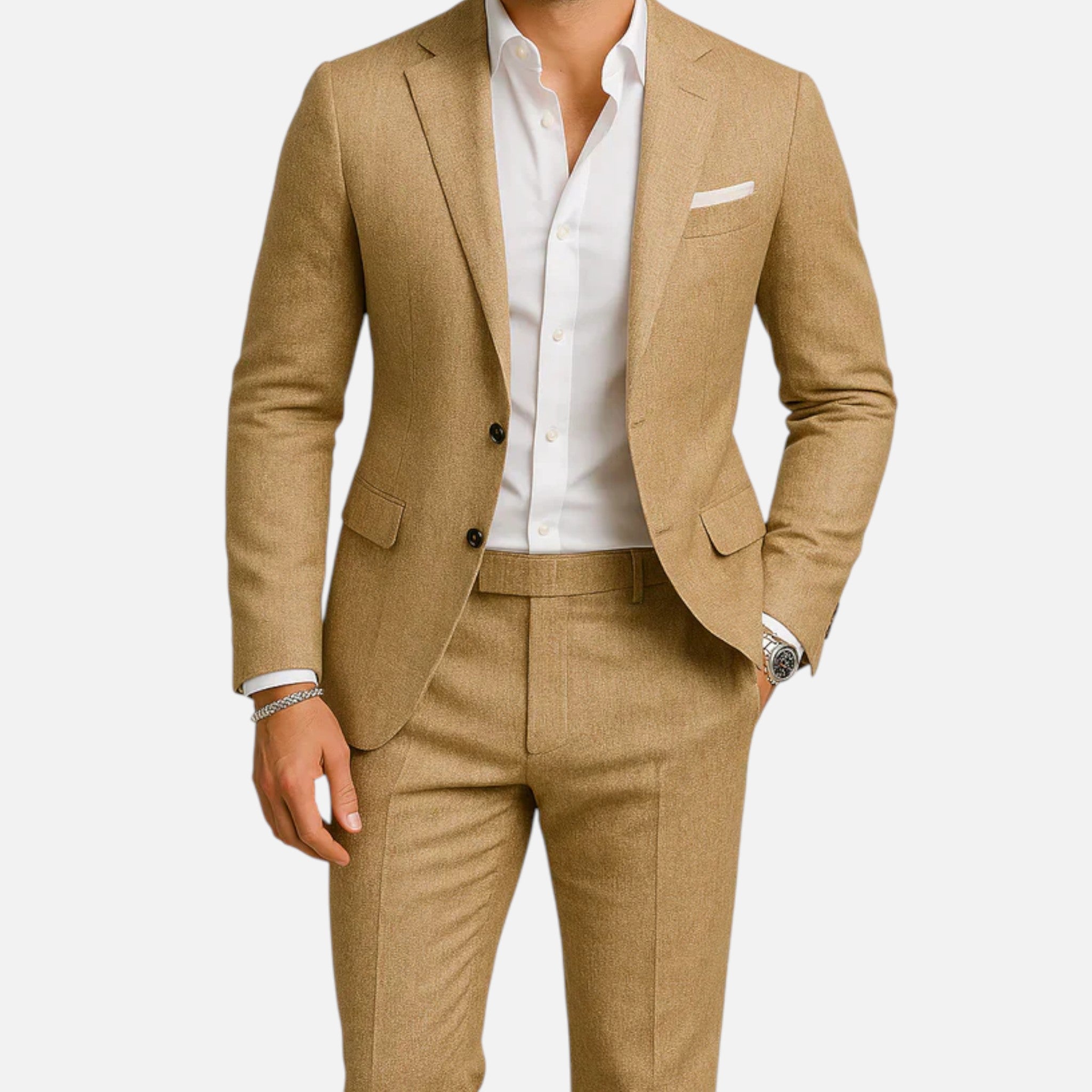 Men's Linen Two-Piece Suit Classic Casual Lightweight