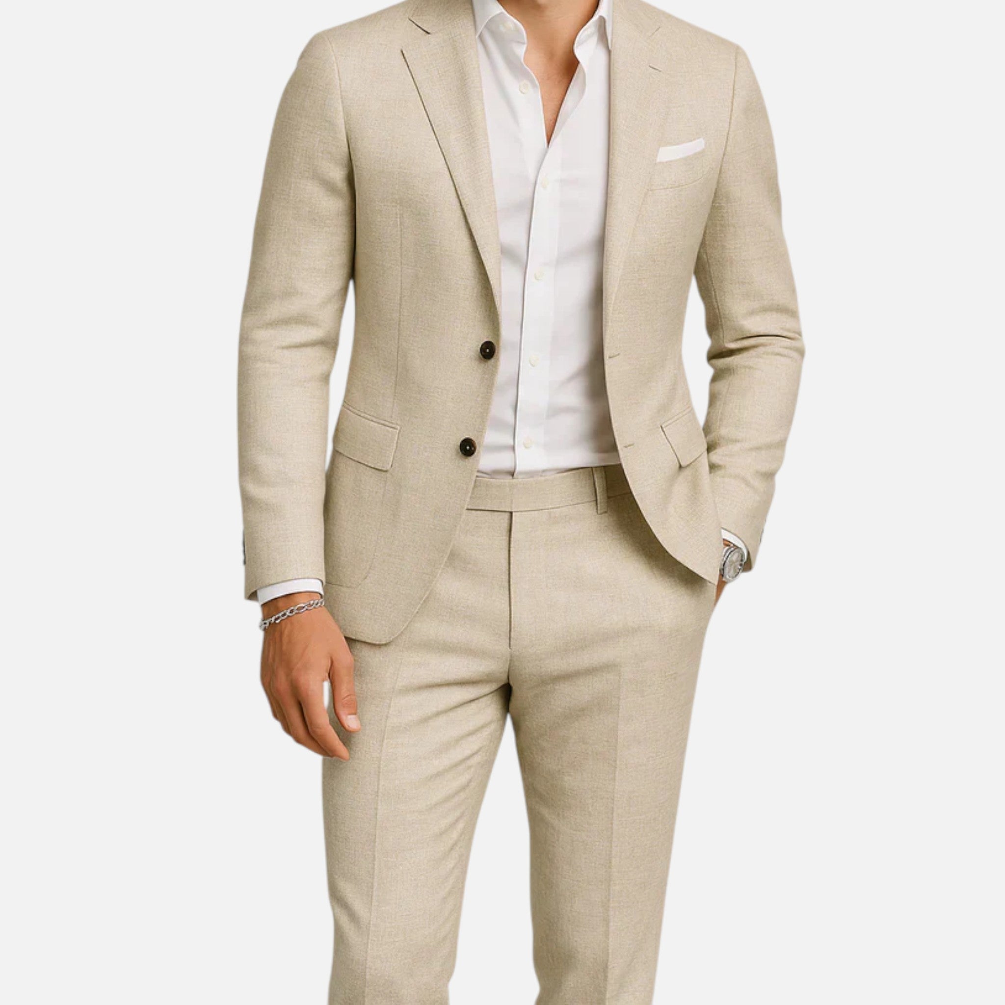 Men's Linen Two-Piece Suit Classic Casual Lightweight