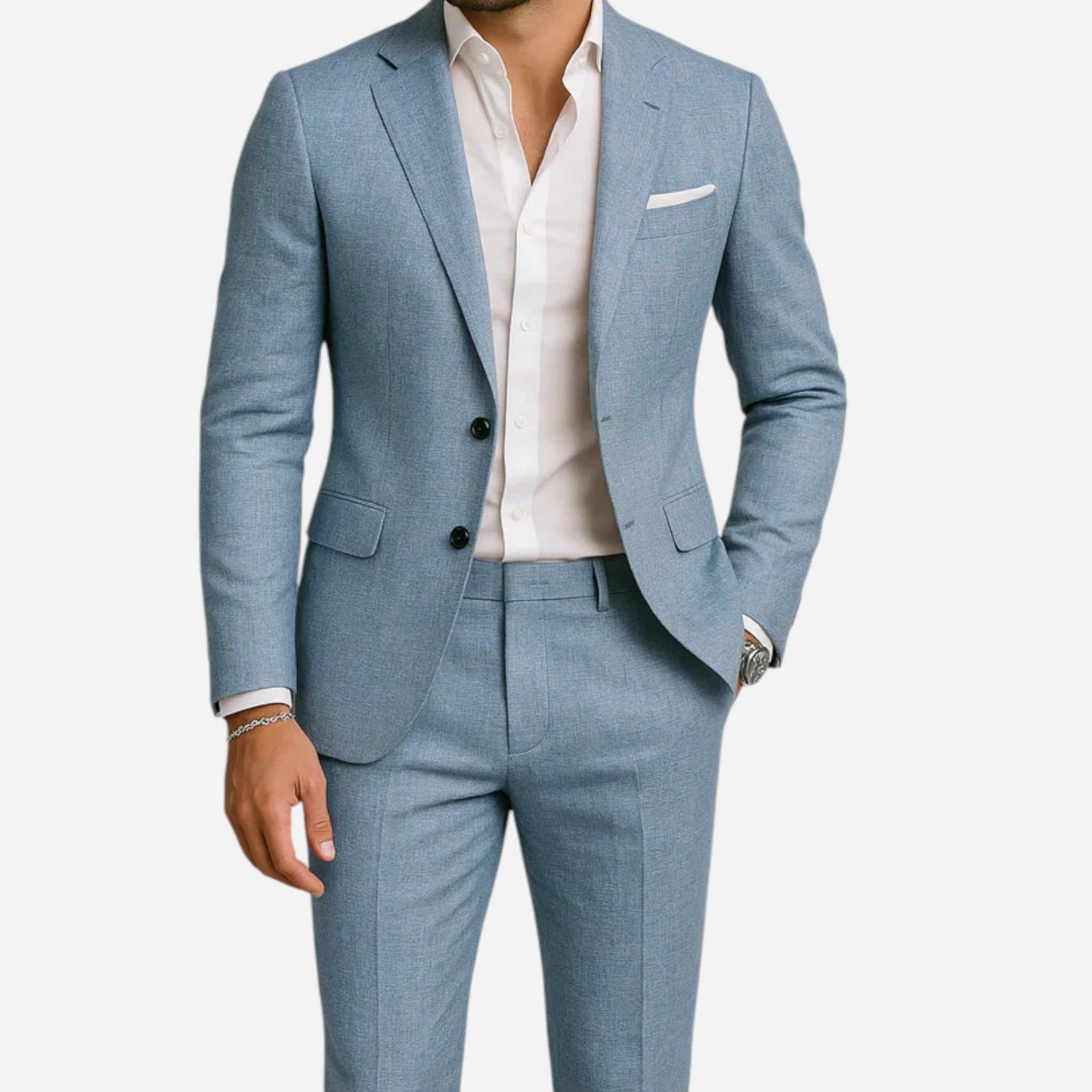 Men's Linen Two-Piece Suit Classic Casual Lightweight