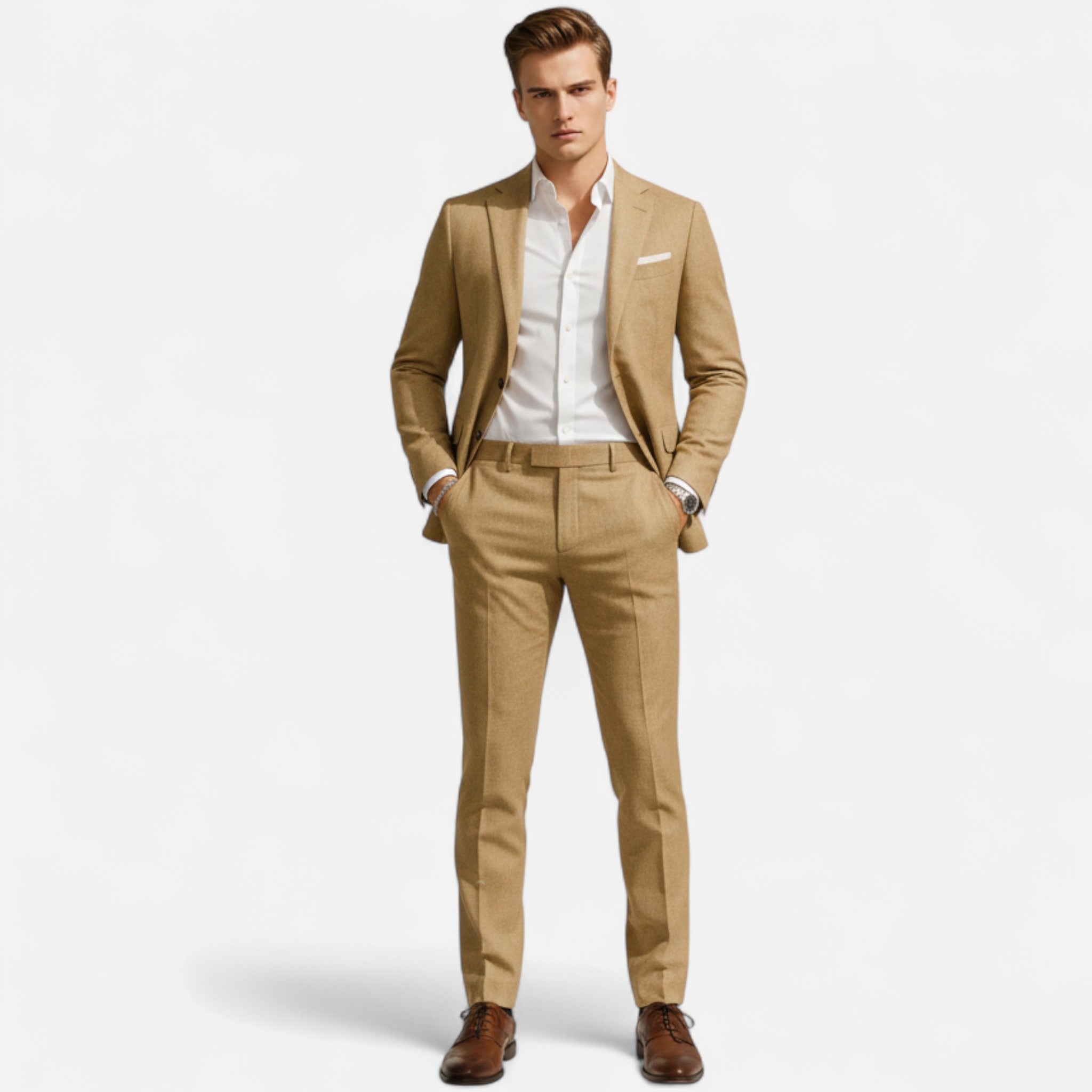 Men's Linen Two-Piece Suit Classic Casual Lightweight