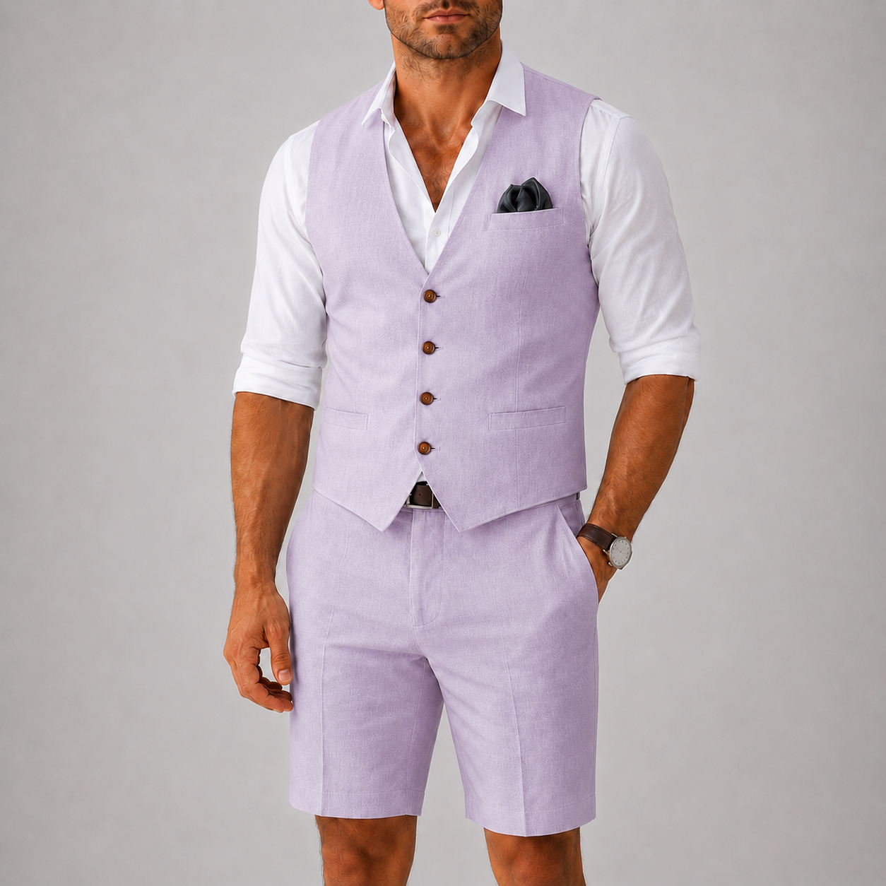 Men's Linen Vest and Shorts Set Breathable Smart Casual Summer