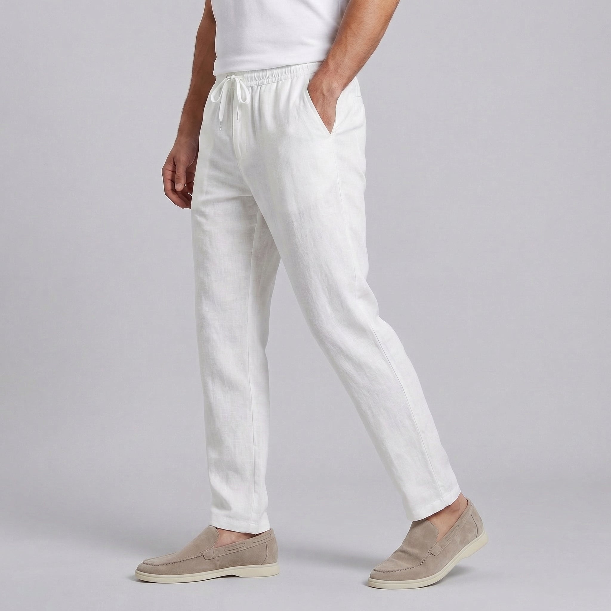 Men's Linen Wide-Leg Pants Casual Summer Breathable Relaxed Fit
