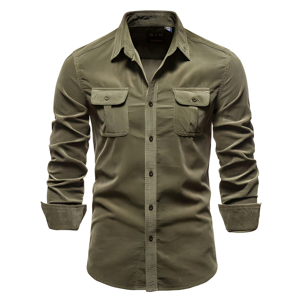 Men's Long Sleeve Casual Shirt with Chest Pockets Classic Fit