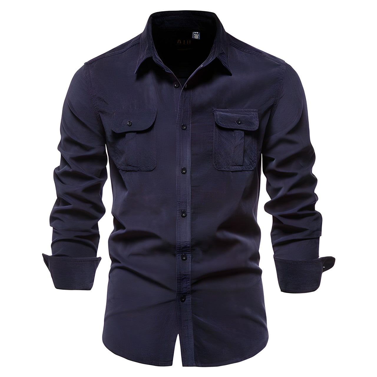Men's Long Sleeve Casual Shirt with Chest Pockets Classic Fit