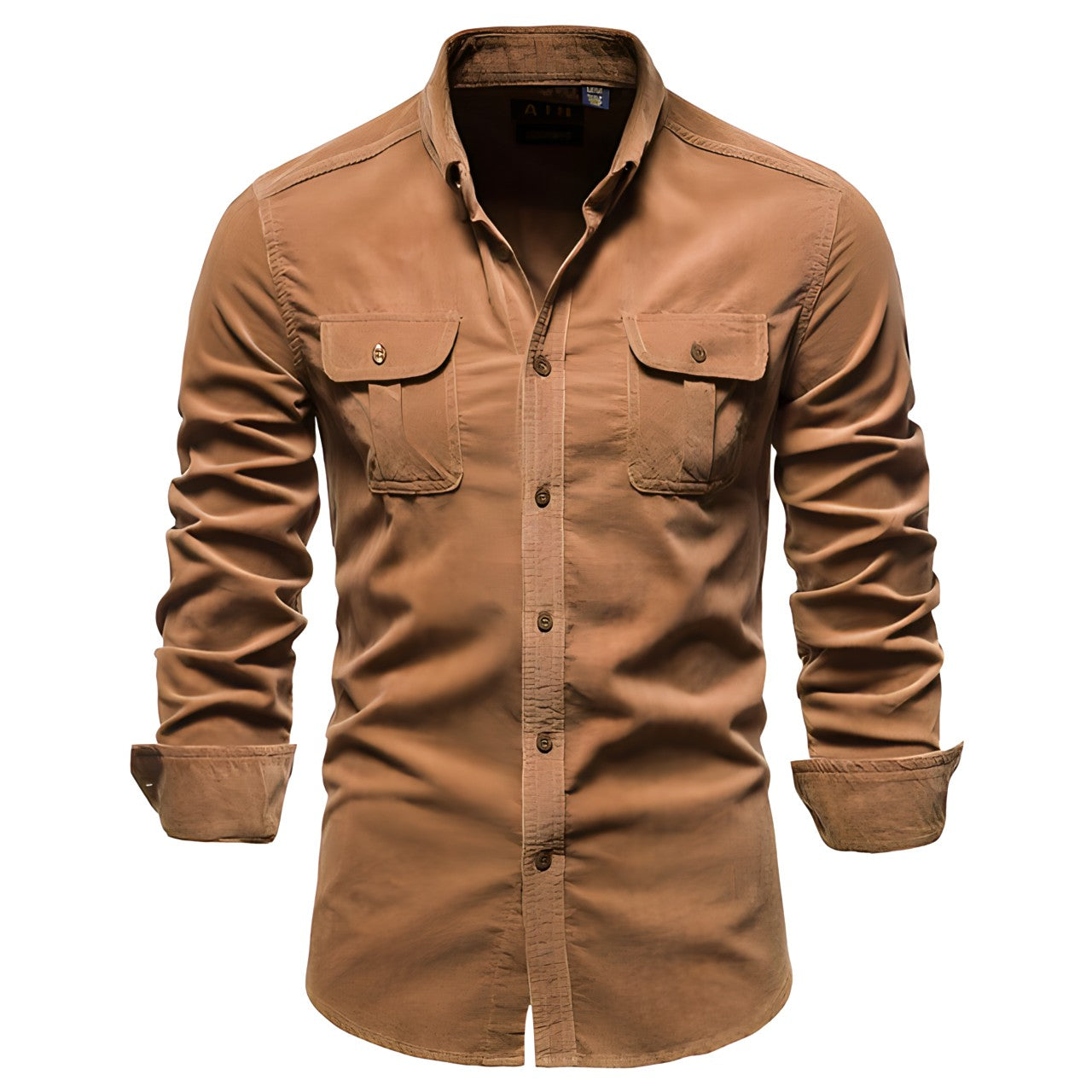 Men's Long Sleeve Casual Shirt with Chest Pockets Classic Fit