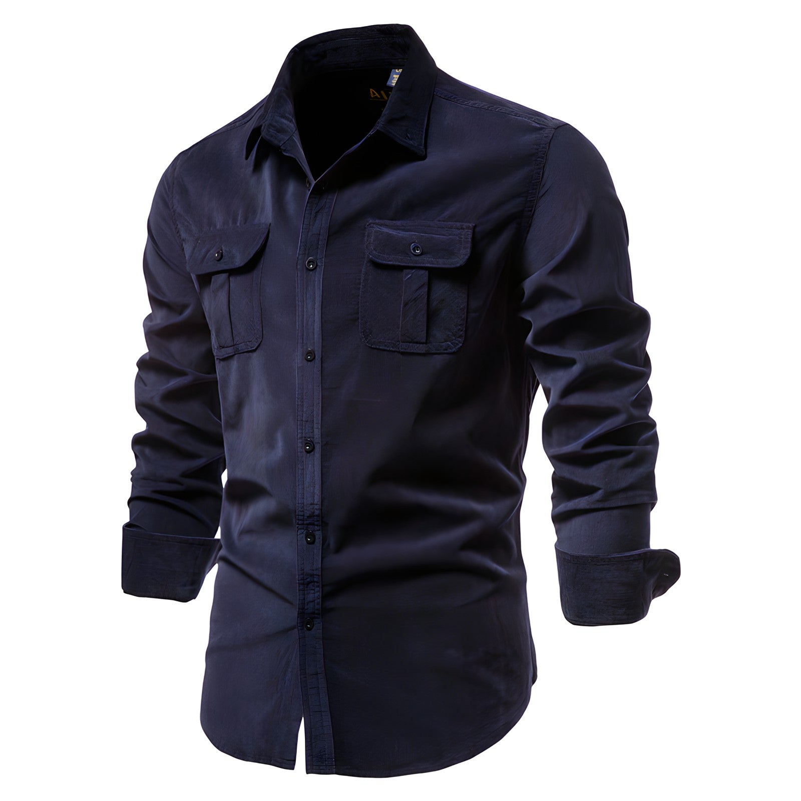 Men's Long Sleeve Casual Shirt with Chest Pockets Classic Fit