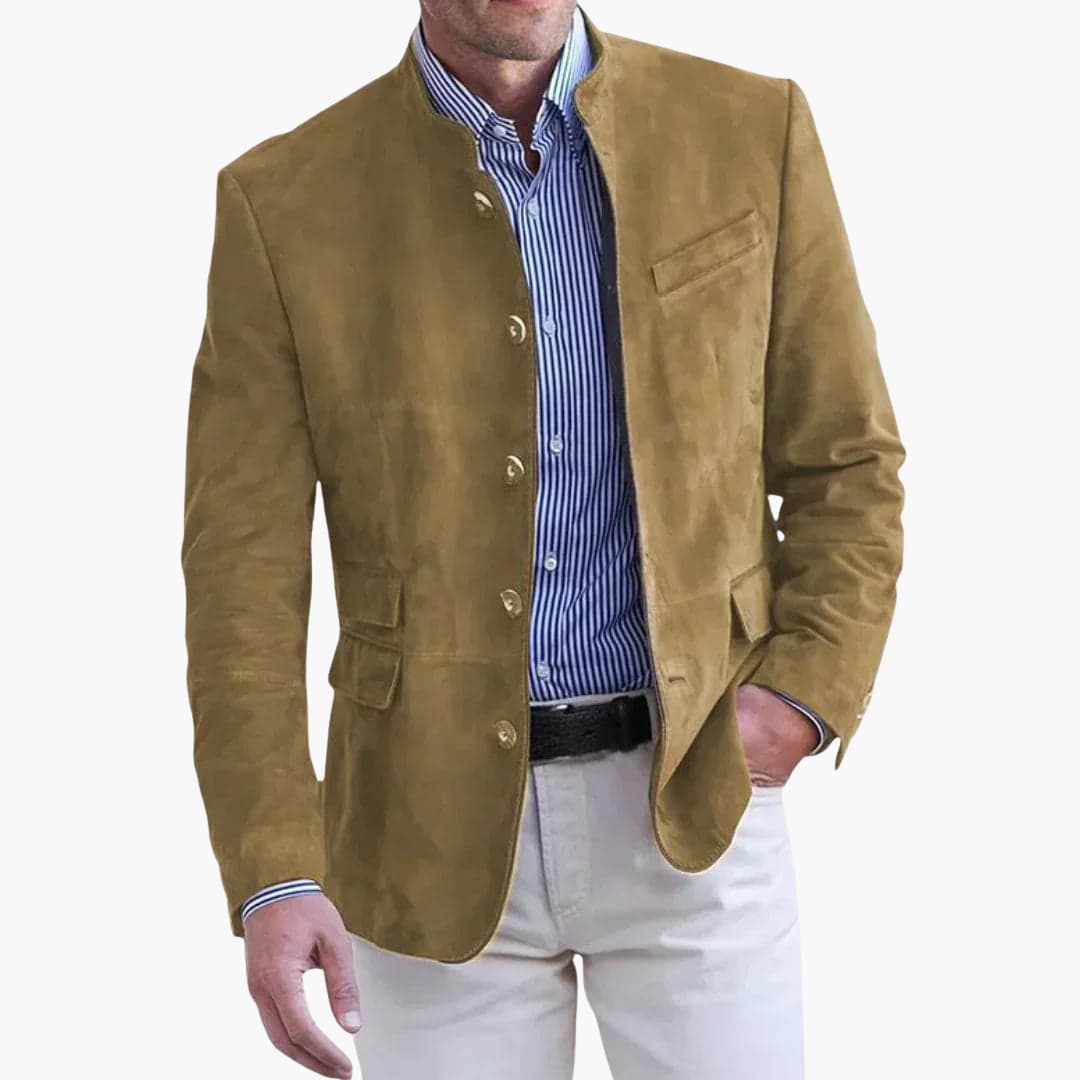 Men's Mandarin Collar Blazer Smart Casual Lightweight Summer Jacket