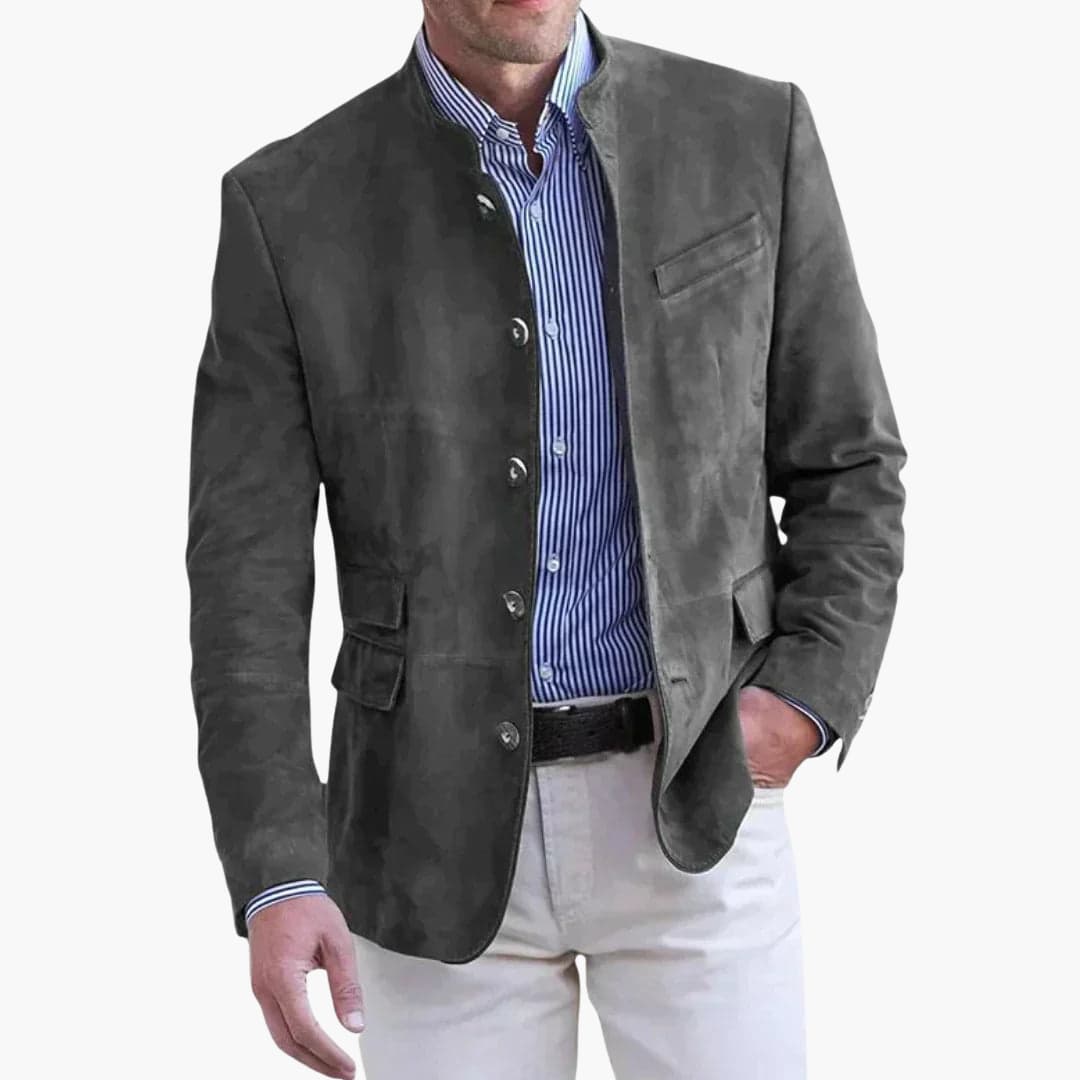 Men's Mandarin Collar Blazer Smart Casual Lightweight Summer Jacket