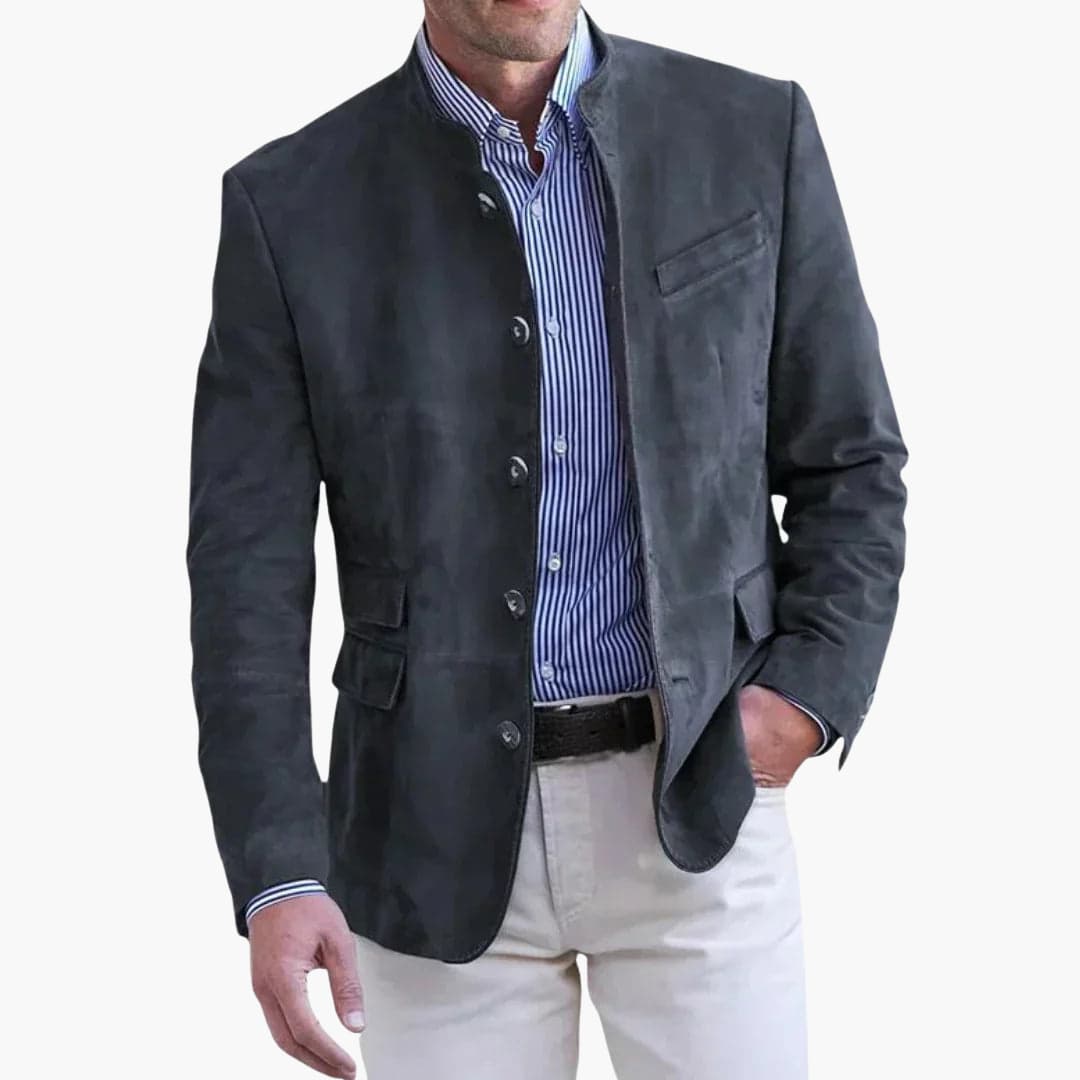 Men's Mandarin Collar Blazer Smart Casual Lightweight Summer Jacket