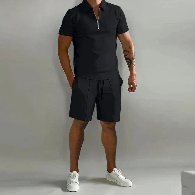 Men's Polo Shirt and Shorts Two-Piece Set