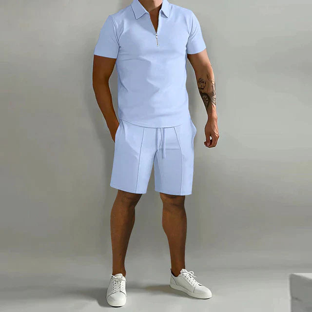 Men's Polo Shirt and Shorts Two-Piece Set