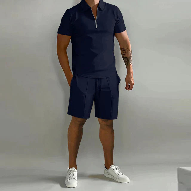 Men's Polo Shirt and Shorts Two-Piece Set