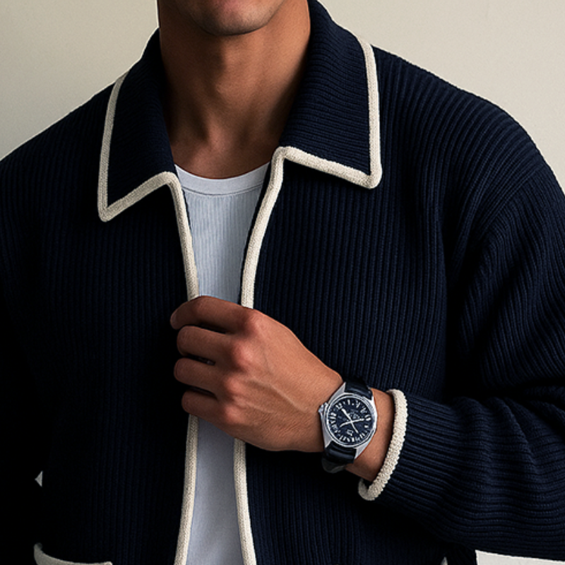 Men's Retro Cable Knit Zip Cardigan Sweater Casual Smart Style