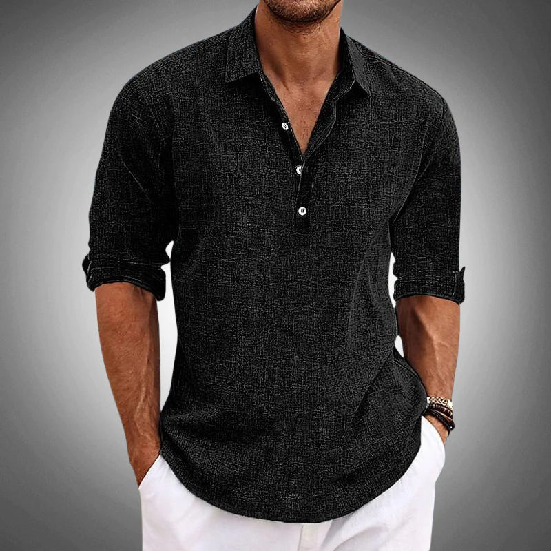 Men's Short Sleeve Linen Casual Shirt Breathable Summer Button-Up