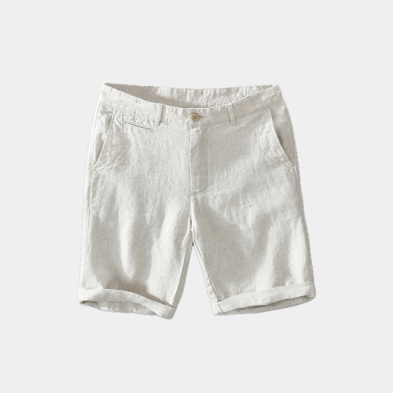 Men's Slim Fit Linen Shorts Elegant Summer Style Side Pockets