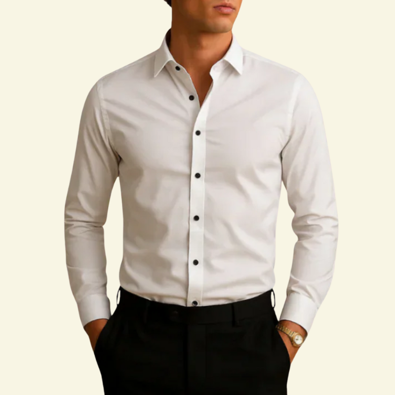 Men's Smart Casual Shirt with Contrast Button Detail