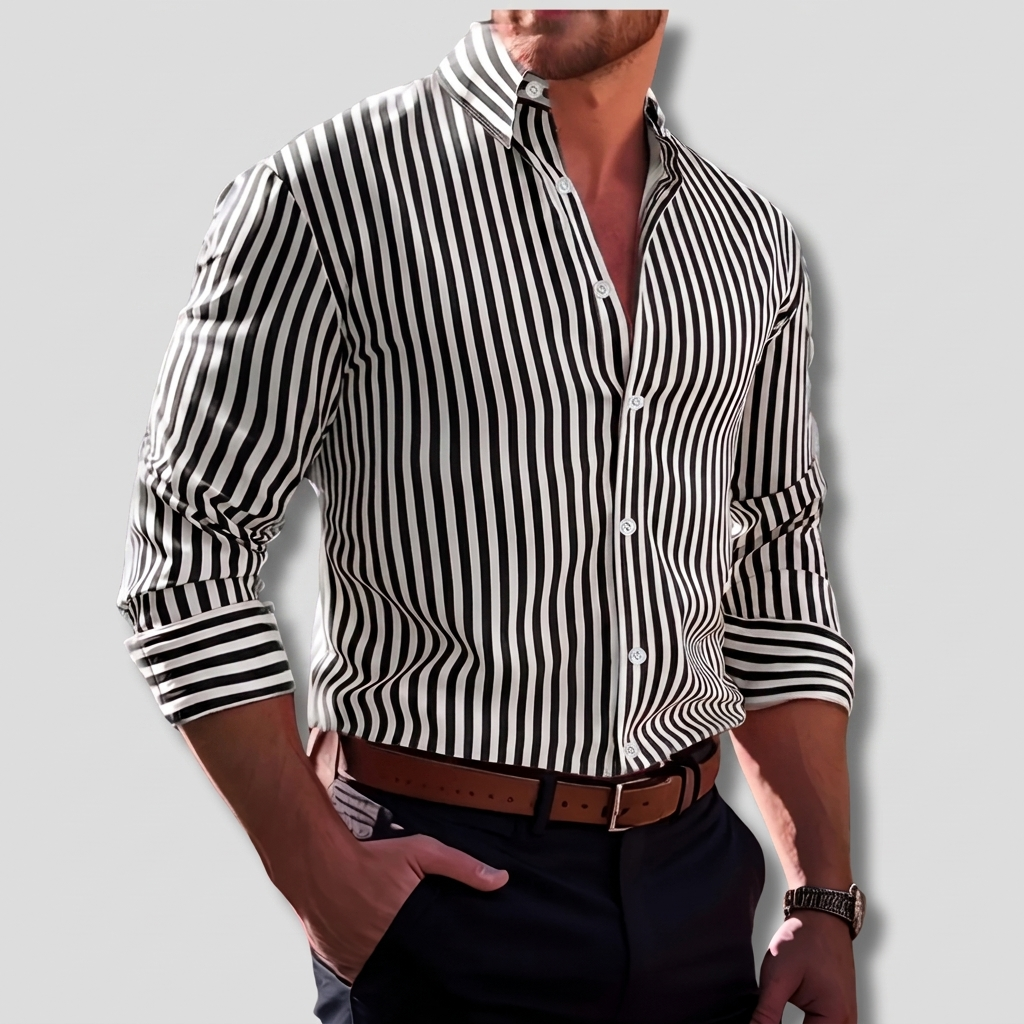 Men's Striped Cotton Shirt Relaxed Fit Everyday Casual Style
