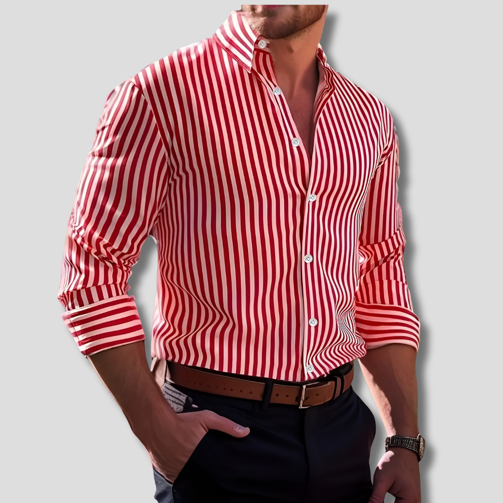 Men's Striped Cotton Shirt Relaxed Fit Everyday Casual Style