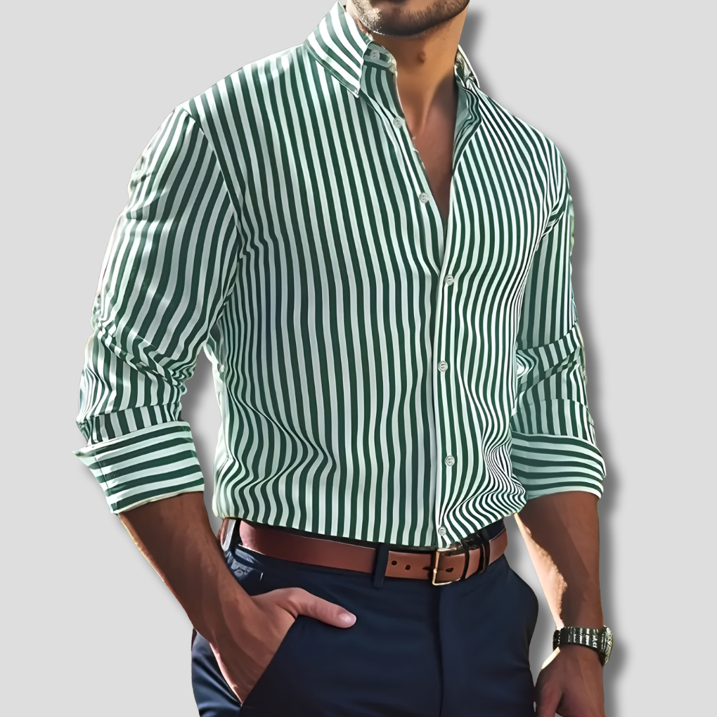Men's Striped Cotton Shirt Relaxed Fit Everyday Casual Style