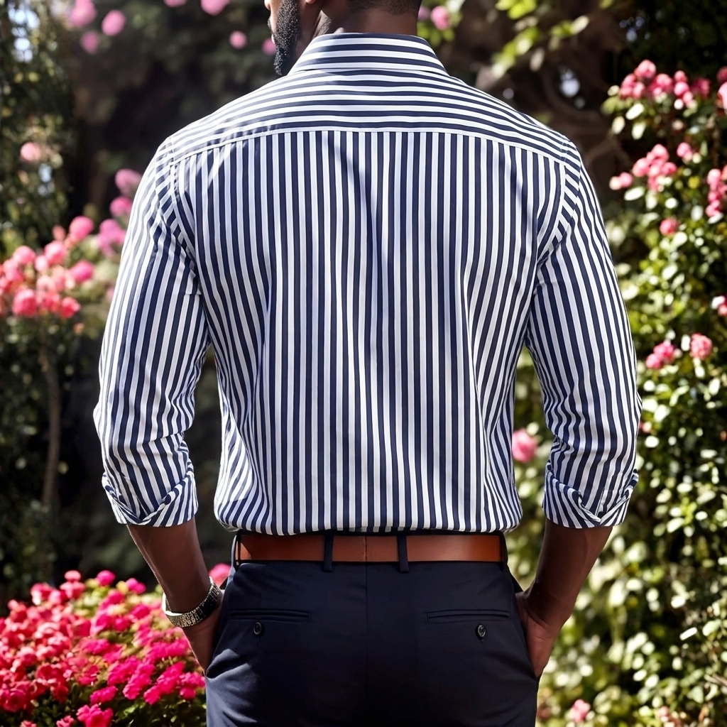 Men's Striped Cotton Shirt Relaxed Fit Everyday Casual Style