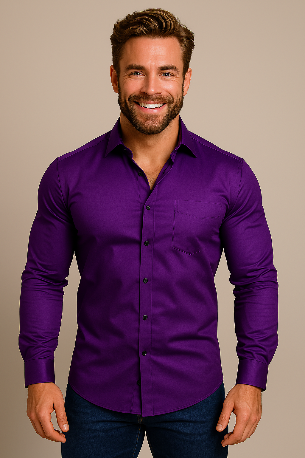 Men's Structured Fit Wrinkle-Free Long Sleeve Button-Down Shirt