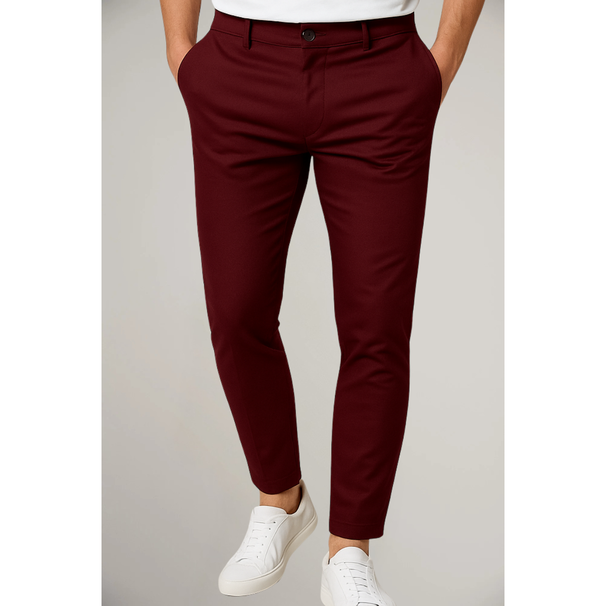 Men's Tailored Slim Leg Trousers Classic Flat Front