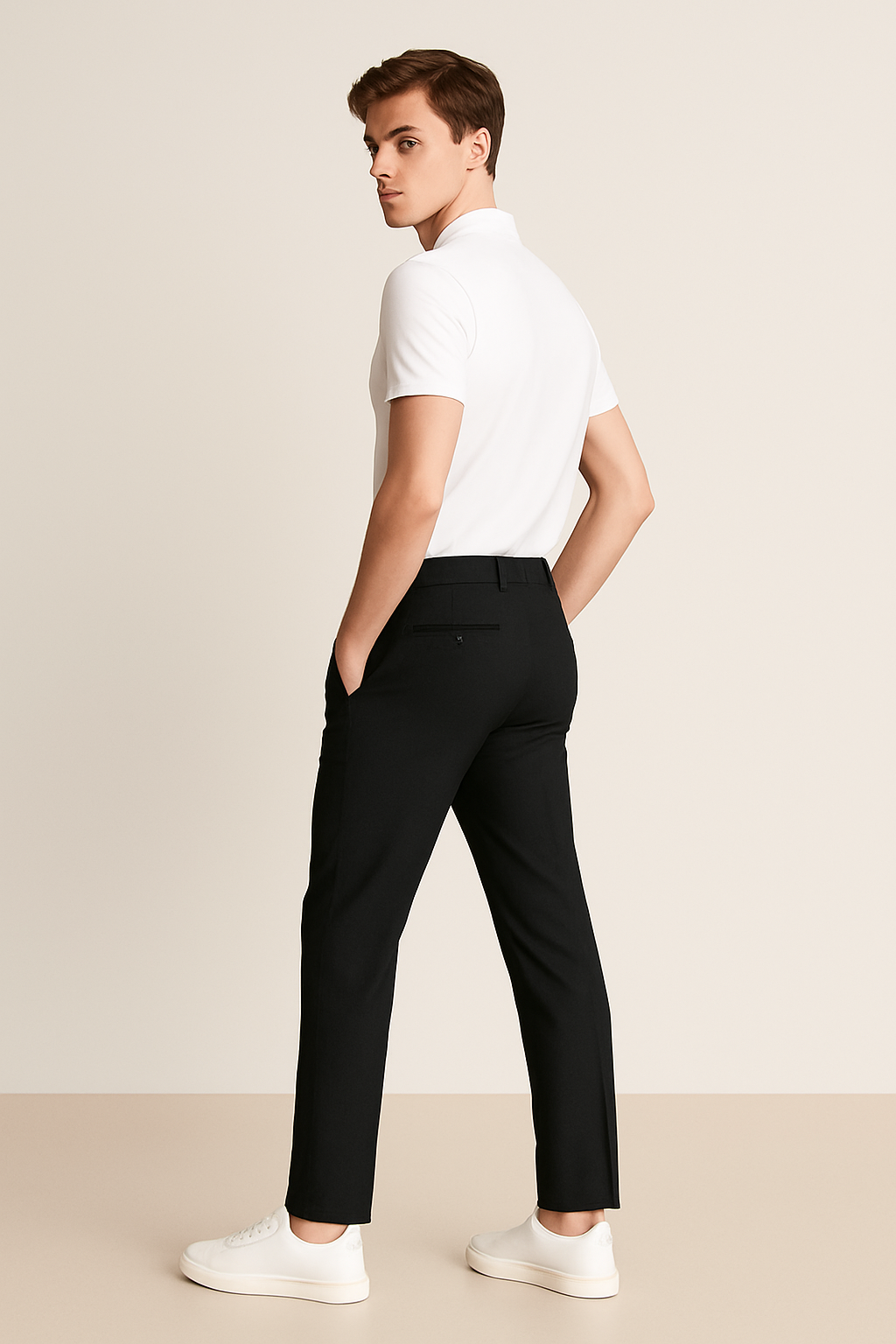 Men's Tailored Slim Leg Trousers Classic Flat Front