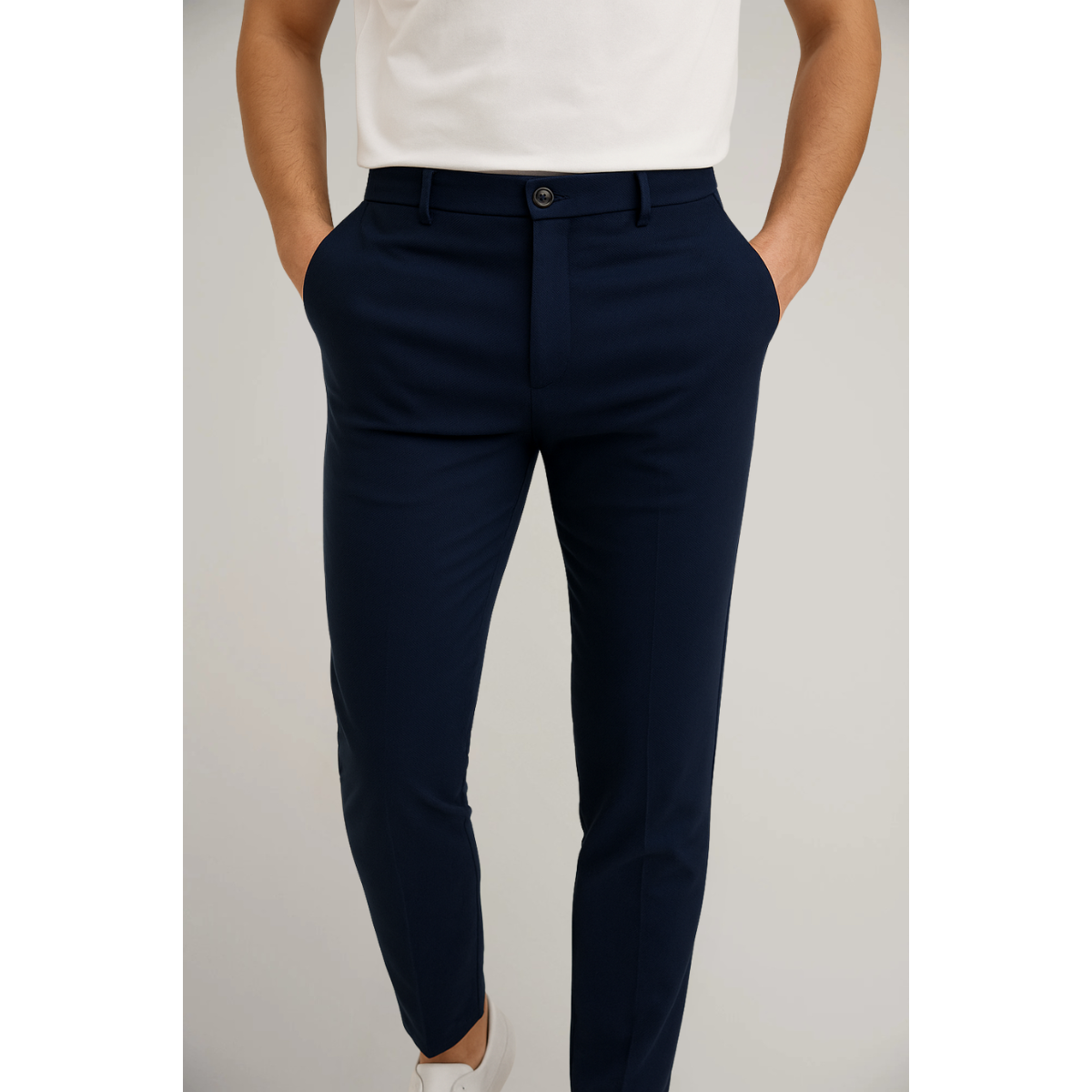 Men's Tailored Slim Leg Trousers Classic Flat Front