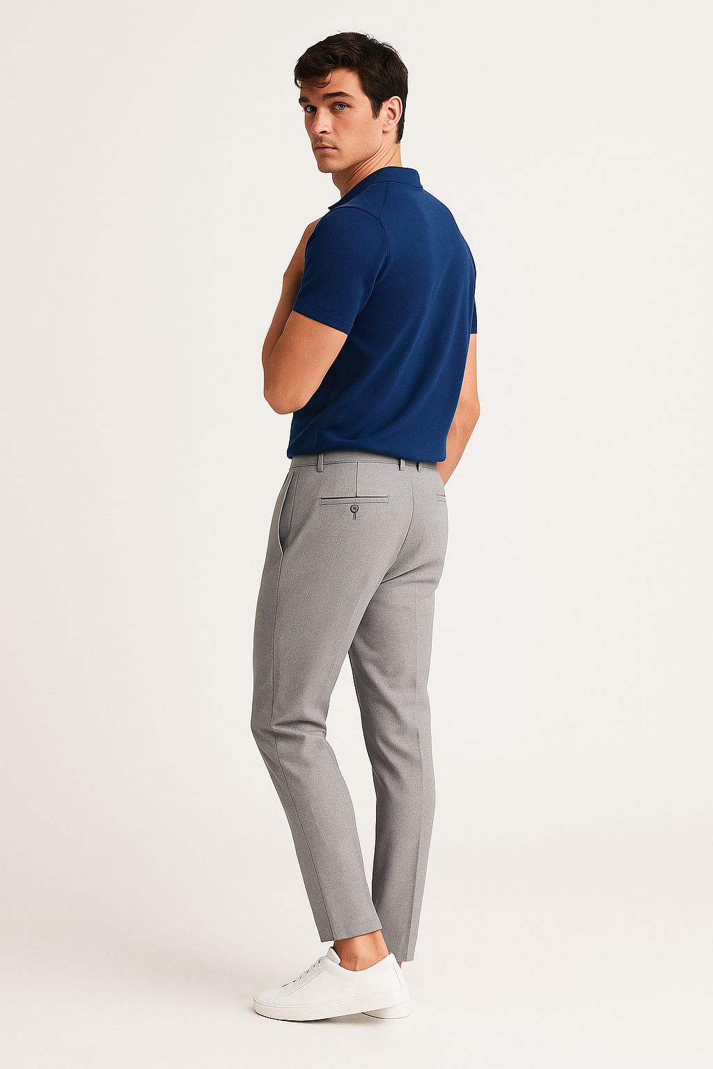 Men's Tailored Slim Leg Trousers Classic Flat Front