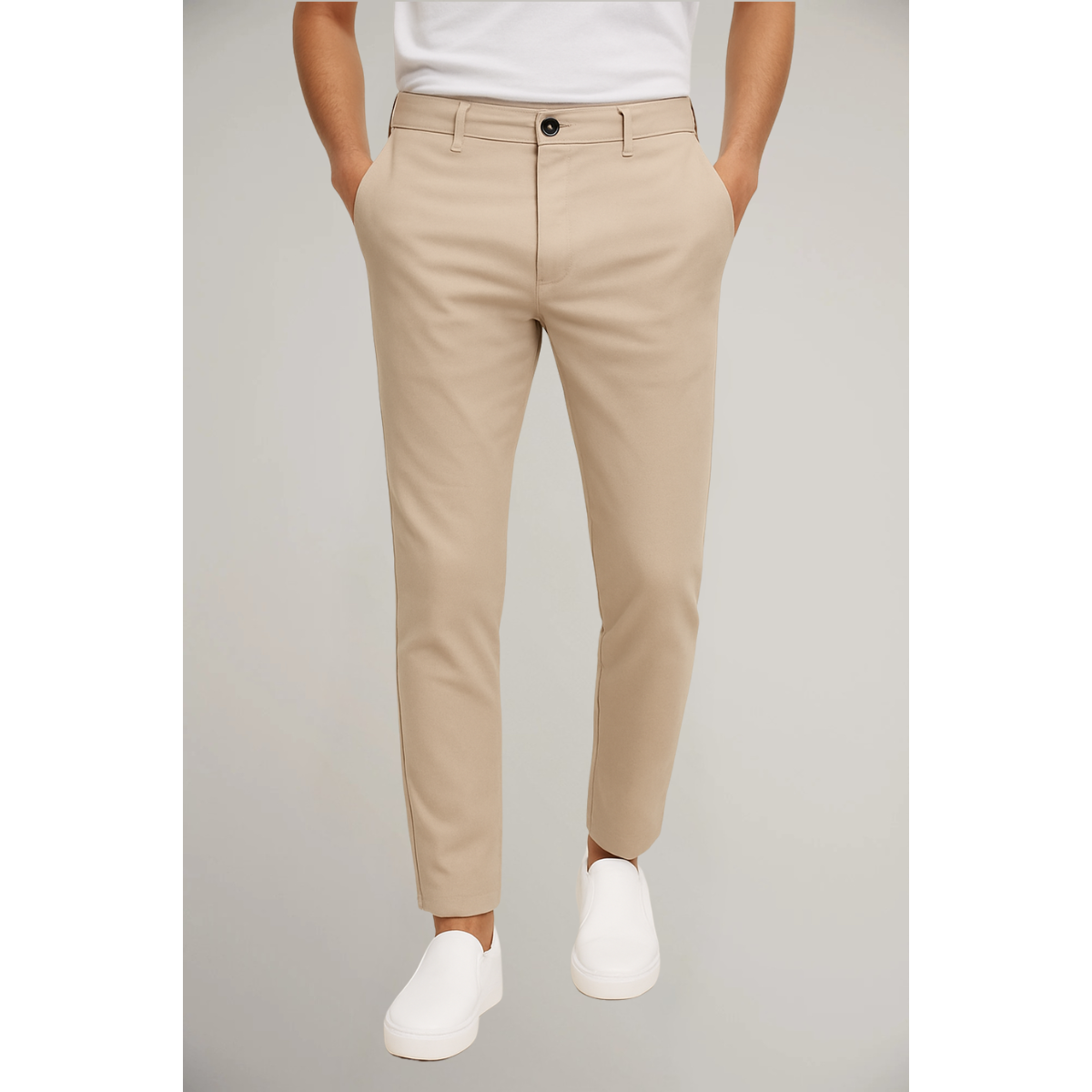 Men's Tailored Slim Leg Trousers Classic Flat Front