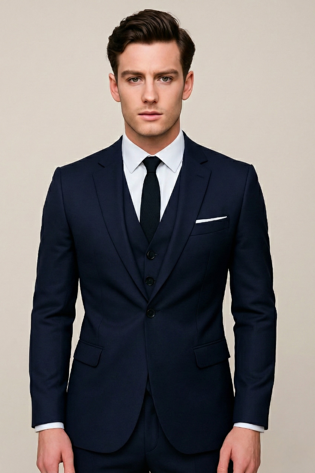Men's Three-Piece Formal Suit Slim Fit Single Breasted Classic